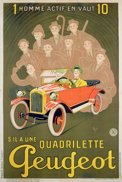 Advertisement for the Peugeot Quadrilette by Michel Liebeaux